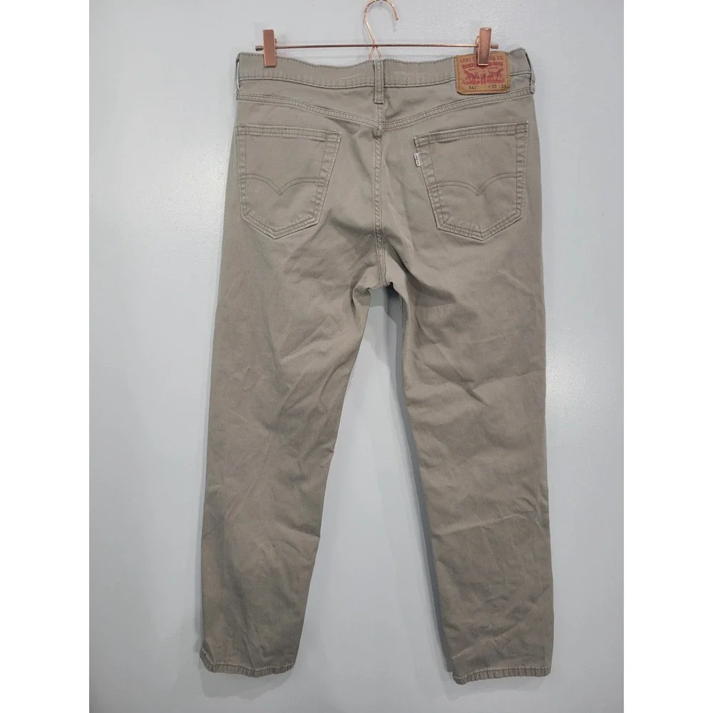 Levis 541 Athletic Taper Khaki Tan‎ Pants Mens 35x34 (Measures 35x32) Stretch